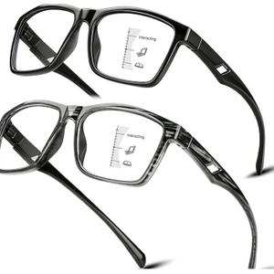 Multifocus Reading Glasses for Men, Executive TR90 Computer Readers Spring Hinge Blue Light Blocking, Near-Mid Vision Multifocal Eyeglasses UV400 Protection, +2.5
