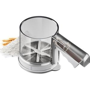 3 Cup Flour Sifter, Sifter for Baking Sifter Handheld Baking Sieve Food-Grade Double-Filter Stainless Steel Flour Sifter Non-Rust Sifter used for Rapid Screening of Flour Apricot Flour Sugar Powder