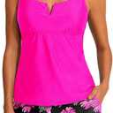 Aqua Eve Tankini with Shorts  2 Piece Tummy Control Swimsuit VWire Tank Top with Boyhorts 2025 Ladies Bathing Suit with Side Pockets Pink Floral XXLarge