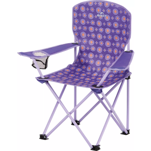QUEST Kids Foldable Chair, Purple with Orange Flowers, with Cup Holder, Pink Storage Bag