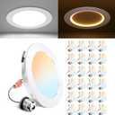 Ensenior 24 Pack 4 Inch 5CCT LED Can Lights with Night Light, Retrofit Led Recessed Lighting, Dimmable, 7W 120V, 700LM, IC Rated - FCC