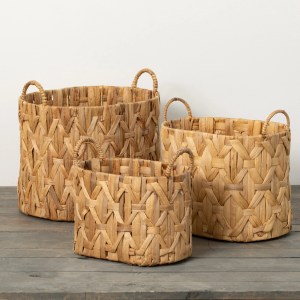 Oval Water Hyacinth Basket 3Pcs