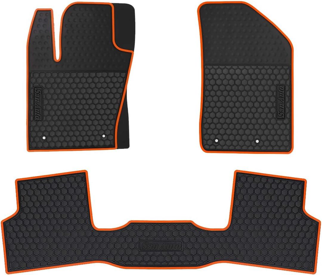 Car Floor Mats for Jeep Renegade 2015 2016 2017 2018 2019 2020 2021 2022 2023 2024 2025 Custom Fit Black Orange Rubber Car Floor Liners Set All Weather Protection Heavy Duty Odorless