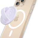 Magnetic Phone Grip Holder Compatible with MagSafe, Ultra Thin Silicone Finger Loop Ring Magnetic Grips for Back of Phone for iPhone Pro Max/Plus/16/15/14/13/12 Series, Purple Sparkle