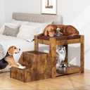 Dog Window Perch with Stairs, Large Dog Window Seat for Home with Non-Slip Removable Soft Pads, Indoor Dog Perch to Look Out Window, Pet Window Perch for Dogs with Steps, Rustic Brown