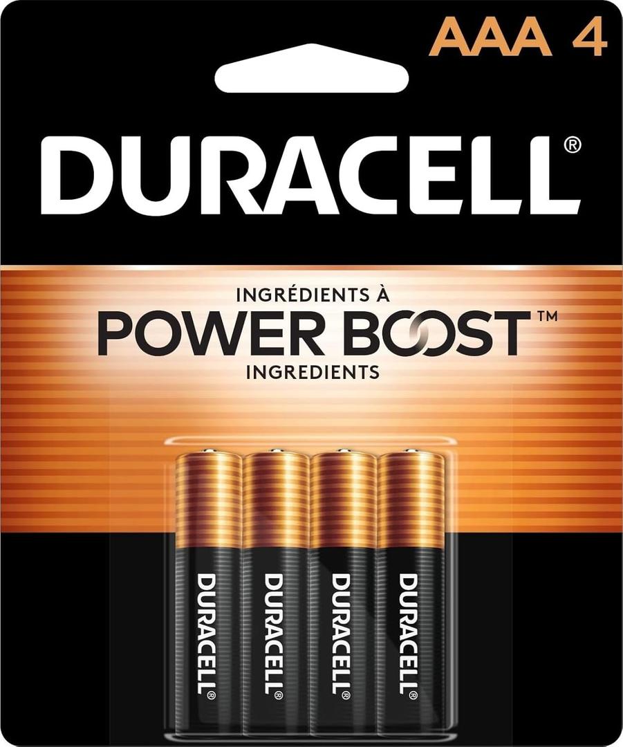 Duracell Coppertop AAA Batteries with Power Boost Ingredients, Triple A Batteries, 4 Count (1 Pack) for Household and Office Devices, Alkaline AAA Battery