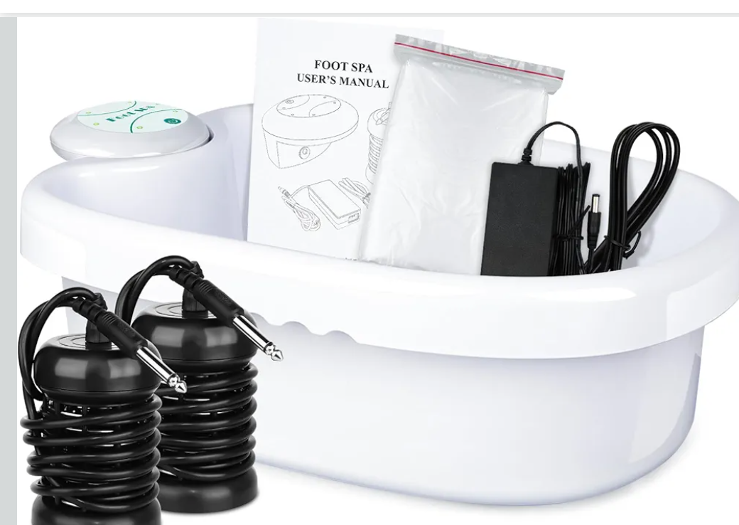 Ionic Foot Bath Detox Machine, Ion Foot Spa Detox Machine for Home Use, Ionic Foot Cleanse System with 100 Foot Bath Liners, 2 Ion Arrays