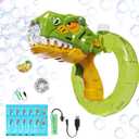 Bubble Gun, Bubble Machine Gun for Kids 4-8, Automatic Dino Bubbles Gun with Refill Solution for Toddlers 3-5, Rechargeable Bubble Maker Blower Outdoor Summer Toys for Kids Ages 4-8 (Green)