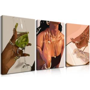Black Woman Wall Art African American Wall Decor Set of 3 Framed 16x24 Inch