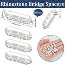 Beebeecraft 180Pcs 3 Hole Spacer Beads Silver Metal Multi Strand Bead Connector with Rhinestones Rectangle Bridge Spacers for Jewelry Making Multilayer Bracelet