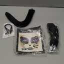 Wehhbtye 5 Pcs Halloween Cat Women Costume Accessories, Black Cat Claw Gloves Necklace Outfit Set Including Cats Face Gems Ears Headband Tail for Halloween Cosplay and Makeup Party