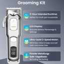 M&M STAR Dog Clippers for Grooming Thick Heavy Coats, All-Metal Body Low Noise Cordless Rechargeable Dog Hair Trimmer, Stainless Steel Blade, Professional Pet Grooming Kit for Dogs & Cats (Silver)