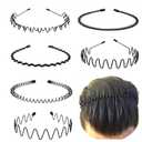 Metal Headbands for Men Fashion Headband for Women, Unisex Wavy Hair Bands Outdoor Sports Head Bands Simple Elastic Non-Slip Hair Accessories (6 Pack)