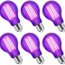 KEJIYILT 6 Pack E26 A19 Filament LED Black Light Bulbs, 9W Blacklight Bulb, 100W Equivalent, Black Light Bulb Glow in Dark Party Fluorescent Posters Decor Display