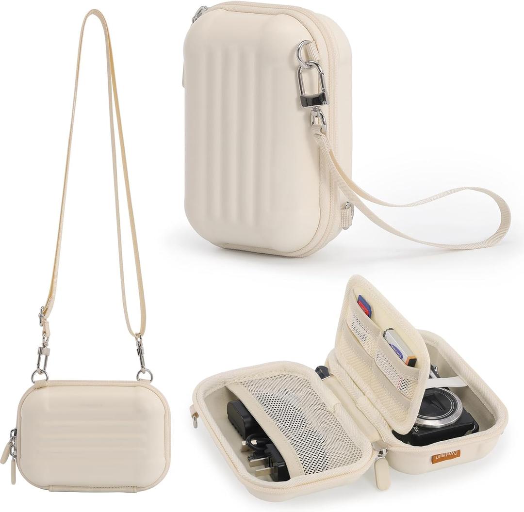 Cwatcun Carrying & Protective Case for Digital Camera with 2 Carrying Ways, Hardshell Lightweight Small Camera Sling Case Compatible with KODAK PIXPRO/Canon PowerShot/Sony DSCW800 DSCW830