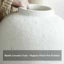 Large Ceramic Vase, 11" Rustic Farmhouse Terracotta Vase for Home Decor, Artisan Decorative Flower Vase for Living Room, Table Centerpiece, Bedroom (Rustic White)
