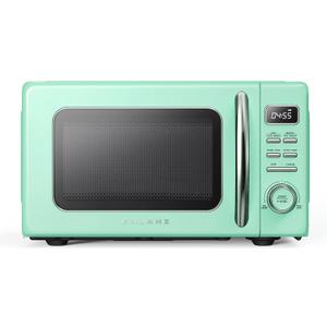 Galanz GLCMKZ11GNR10 Retro Countertop Microwave Oven with Auto Cook & Reheat, Defrost, Quick Start Functions, Easy Clean with Glass Turntable, Pull Handle, 1.1 cu ft, Green