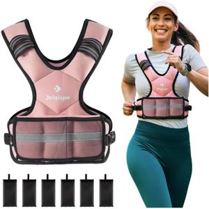 Adjustable Weighted Vest for Men and Women 4-10lb/11-20lb/20-32lb Vest with 6 Ironsand Weights, Adjustable Body Weight Vest Exercise Set for Strength Training,Cardio,Running, Walking (pink)