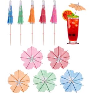 2 x MECCANIXITY 100 Pcs Mini Drink Umbrellas Cocktail,3.9 Inch Cocktail Picks Toothpicks Colorful Mini Paper Umbrellas for Drinks Beach Party Decorations