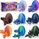 3D Printed Dragon Easter Egg Fillers, 8 Pack 3D Dragon Egg with Dragon Inside, Prefilled Animals Toys Easter Basket Stuffers School Classroom Prizes Party Favors for Kids Boys Girls Teens