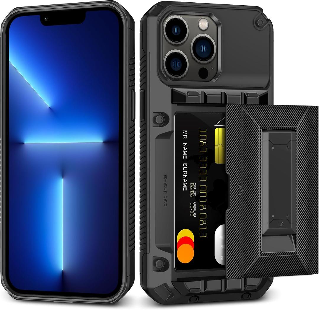 for iPhone 13 Pro Max Case Wallet with Card Holder [4 Cards] & Stand & Military-Grade Protection Heavy Duty Shockproof Hidden Card Slot Wallet Phone Case for iPhone 13 Pro Max for Women Men