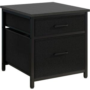 YMYNY Mini Fridge Stand with Storage, Mini Fridge Cabinet with Fabric drawers, 250lbs Heavy-Duty Compact Refrigerator Table, Coffee Bar Shelf, for Home, Office, Bedroom, Black HBR008B