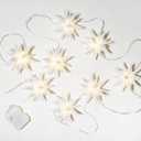 Elf Logic Set of Eight 4" LED Mini Moravian Star String Lights. Hanging Outdoor Christmas Lights, Holiday Decoration, Porch Lights, Advent Stars or Christmas Tree Lights.