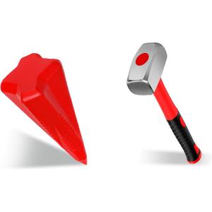 3.5 lb Felled Manual Log Splitter Wedge with 2.5 lb Hammer Diamond Wedge 4 Direction Splitting Wood Splitter for Tree Felling, Wood Chopping, Gardening, Camping, and Outdoors