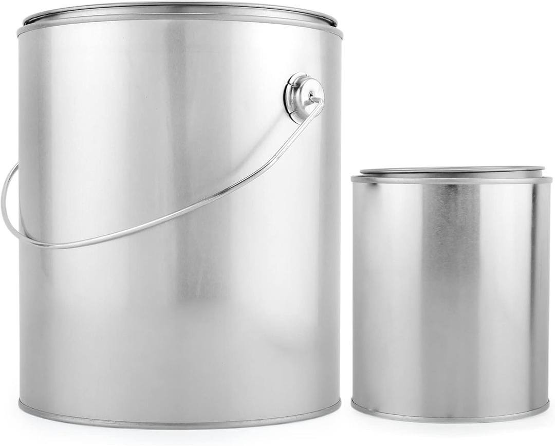 Cornucopia Brands 1 Gallon Empty Paint Can + 1 Quart Empty Paint Can (Combo - Pack of 2) Unlined Metal Cans w/Lids