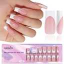 Canvalite French Tip Press on Nails - 300Pcs Pre-Colored Quick and Easy Press on Nails Long Square Fake Nails with Designs DIY Gel Nail Tips, Pink White