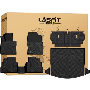 LASFIT Floor Mats & Backrest Mats & Trunk Mat for Mazda CX5 2017-2025 All Weather TPE Custom Fit Floor Liners Car Mats Accessories, Include 1st & 2nd Row & Seatback & Cargo Mats, Black