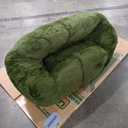 MAXYOYO Giant Bean Bag Chair, Oversized Bean Bag Couch for Adults and Kids, Faux Fur Shell-Shaped Large Chair with Filler, Stuffed Big Accent Sofa Floor Sofa for Gaming, Reading, Green