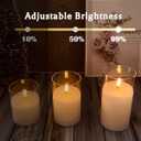 Rechargeable Flameless Glass Pillar CandlesGifts for Women,Set of Only 4 Realistic Flickering LED Light,Remote & Timer, Ideal for Living Room, Bedroom & Festival Wedding Party Dcor
