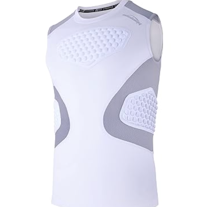 Padded Compression Shirt - Protective Tank Top for Basketball & Volleyball Protection, Medium