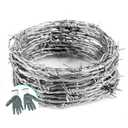 50FT Barbed Wire,4 Point Barbed Wire Fence Perfect for Crafts, Fences, and Critter Deterrent,16 Gauge Barb Craft Wire Included a Pair of Gloves