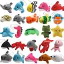 25 Pack Mini Ocean Animal Plush Toys, Sea Creatures Stuffed Toy for Kid Party Favor, Small Keychain Decoration for Christmas Tree, Goody Bag Fillers, Stocking Stuffers, Easter Eggs Fillers, Dog Cat
