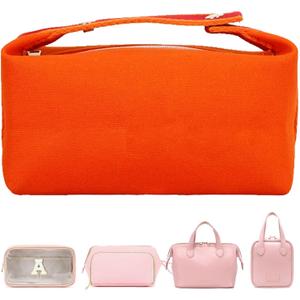 Fammart Travel Makeup Bag, Waterproof Canvas Cosmetic Bag Make Up Organizer Case for Women, Large Toiletry Bag Skincare Pouch for Toiletries Accessories Brushes