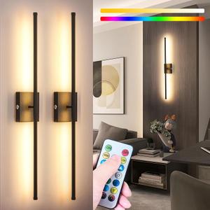 Battery Operated Wall Sconce Set Of 2, Wireless Wall light With Remote Control, 10000mAh Rechargeable Wall Sconce Up To 70 hrs Of Lighting Time, RGB Dimmable Wall Lamp For Bedroom Hallway, 360Rotate, One Size