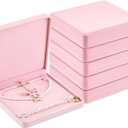Yinkin 6 Pcs Velvet Jewelry Set Box Jewelry Display Case Earring Ring Bracelet Necklace Gift Box Pearl Necklace Storage Case for Mother's Day Wedding Travel Anniversary(Pink)
