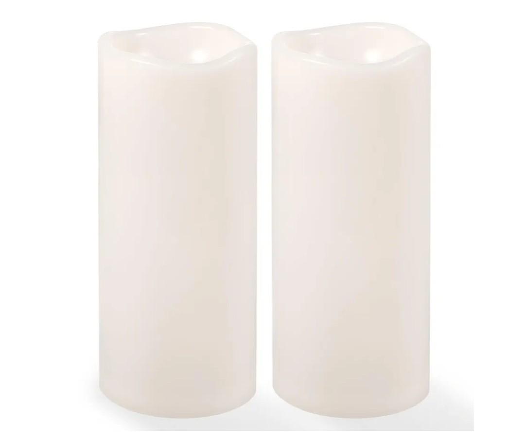 NURADA Large Outdoor Solar Candles Waterproof - 10" x 4" Rechargeable Solar Powered Flameless LED Pillar Flickering Candle for Patio Porch Lanterns Decor - Ivory White Set of 2