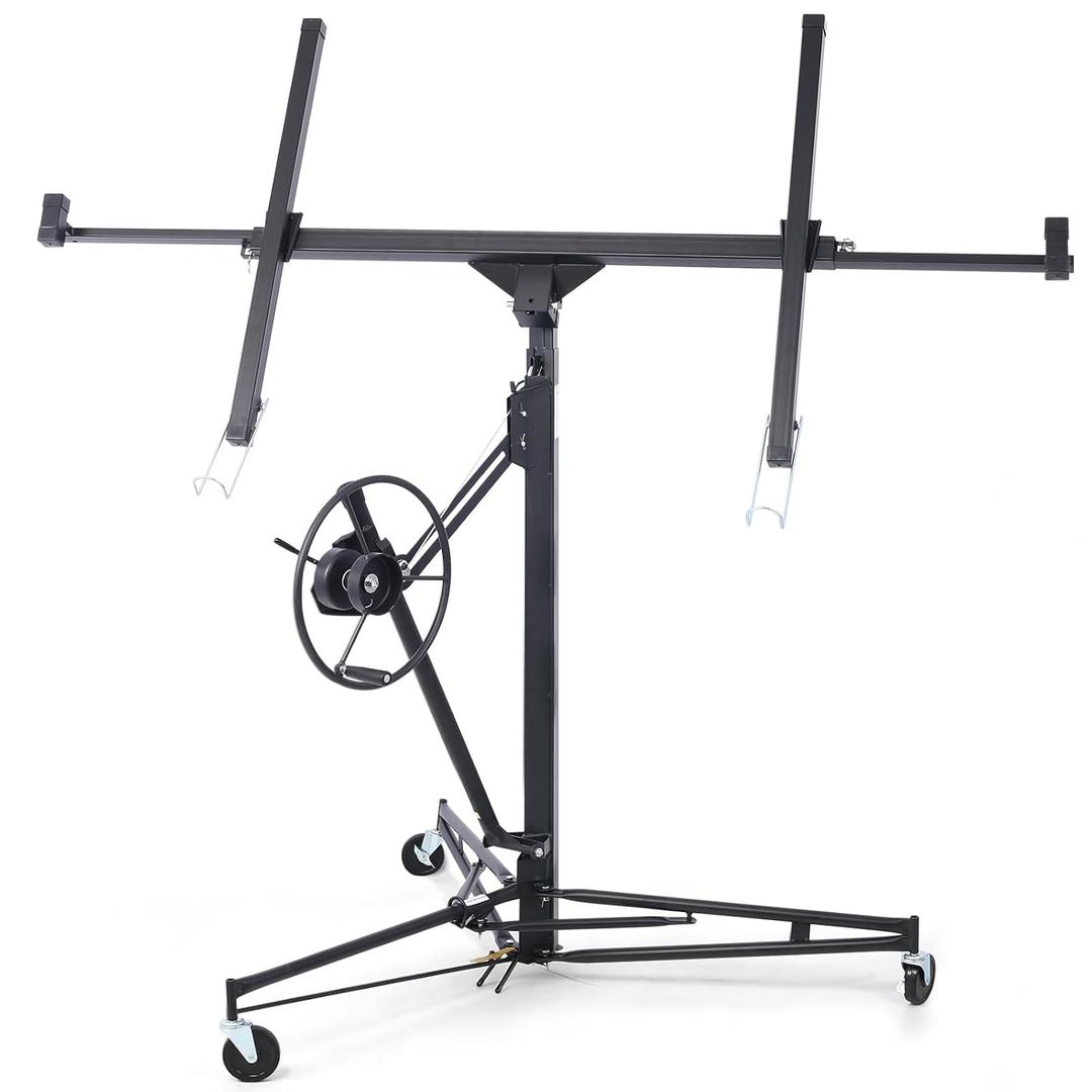 Rovibek Drywall Lift 11 FT, Sheetrock Lift Drywall Lift for Ceiling, Drywall Panel Hoist 360° Adjustable Foldable, 150 lbs Heavy Duty Drywall Lifter for Home Improvement (Black)