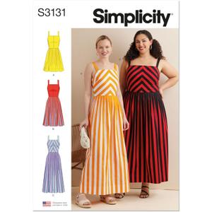 Simplicity SS3131AA Misses' Fitted Dress Sewing Pattern Packet, Design Code S3131, Sizes 10-12-14-16-18