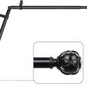 KAMANINA Black Corner Curtain Rods for Windows 48 to 84, Telescoping Splicing 7/8 Curtain Rods 32 to 86 inch, Decorative Curtain Rod with Netted Texture Ends