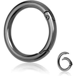 10Pack 1 Inch Metal Spring O Rings Clip Keychain, Round Carabiner Clips Keyrings Snap Hook Buckle, Purse Shoulder Bag Chain Rings Clip Replacement Paracord Keychain Lanyard Leather DIY Crafts (Black)