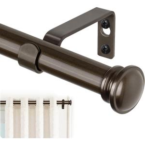 TONIAL Curtain Rods 32 to 58 Inch(2.6-4.8ft), Telescoping Splicing 3/4 Drapery Rods for Windows 20 to 53 Inch(1.7-4.4ft)32 to 58 Inch Decorative Single Rod with Small Cap Finial, Bronze