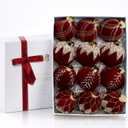 12PCS Velvet Glitter Christmas Ball Ornaments, 3.15 Inches Luxury Christmas Decorations, Elegance Modern Hanging Ornaments for Xmas Tree, Party, Wedding, Home Decor (Red)