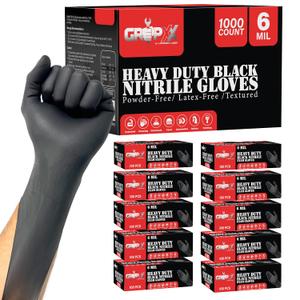 Heavy Duty 6 Mil Black Nitrile Gloves - Disposable, Latex & Powder Free | Mechanic, Food Prep & Tattoo | Rubber Gloves for Cooking, Cleaning & Household |Bulk Case of (1000) (Small) Heavy Duty 6 Mil Black Nitrile Gloves - Disposable, Latex & Powder Free | Mechanic, Food Prep & Tattoo | Rubber Gloves for Cooking, Cleaning & Household |Bulk Case of (1000) (Small)