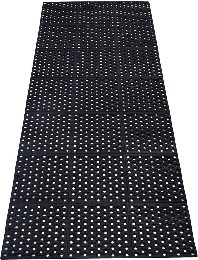 Jxgzyy 83x35 Commercial Anti-Fatigue Drainage Rubber Matting Non-Slip Rubber Drainage Mat Commercial Kitchen Floor Mat Rubber Mat with Holes for Wet Area Use, Black
