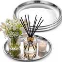 4 Pack Round Silver Mirror Decorative Trays 16" Diameter Stainless Steel