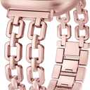 Wearlizer Metal Band Compatible with Fitbit Versa 4 Bands for Woman/Versa 3/Sense 2/Sense Bands Women, Dressy Chain Strap Designer Stainless Steel Bracelet Wristband (Pink Gold)
